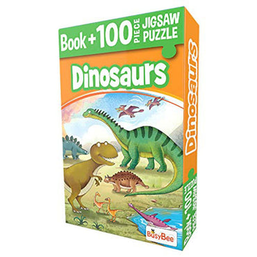 Little kitabi Book + Jigsaw Puzzle 100pcs Dinosaurs / 15974 - Karout Online -Karout Online Shopping In lebanon - Karout Express Delivery 