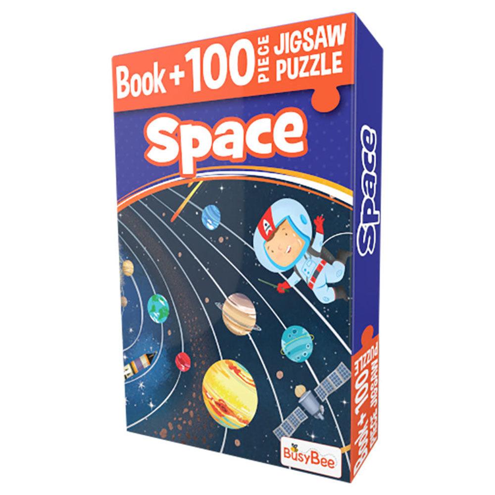 Busybee Book + Jigsaw Puzzle 100pcs Space - Karout Online -Karout Online Shopping In lebanon - Karout Express Delivery 