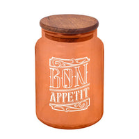 Herevin  Jar Gold Rose Painted - White Bon Appetit Printed - Karout Online -Karout Online Shopping In lebanon - Karout Express Delivery 