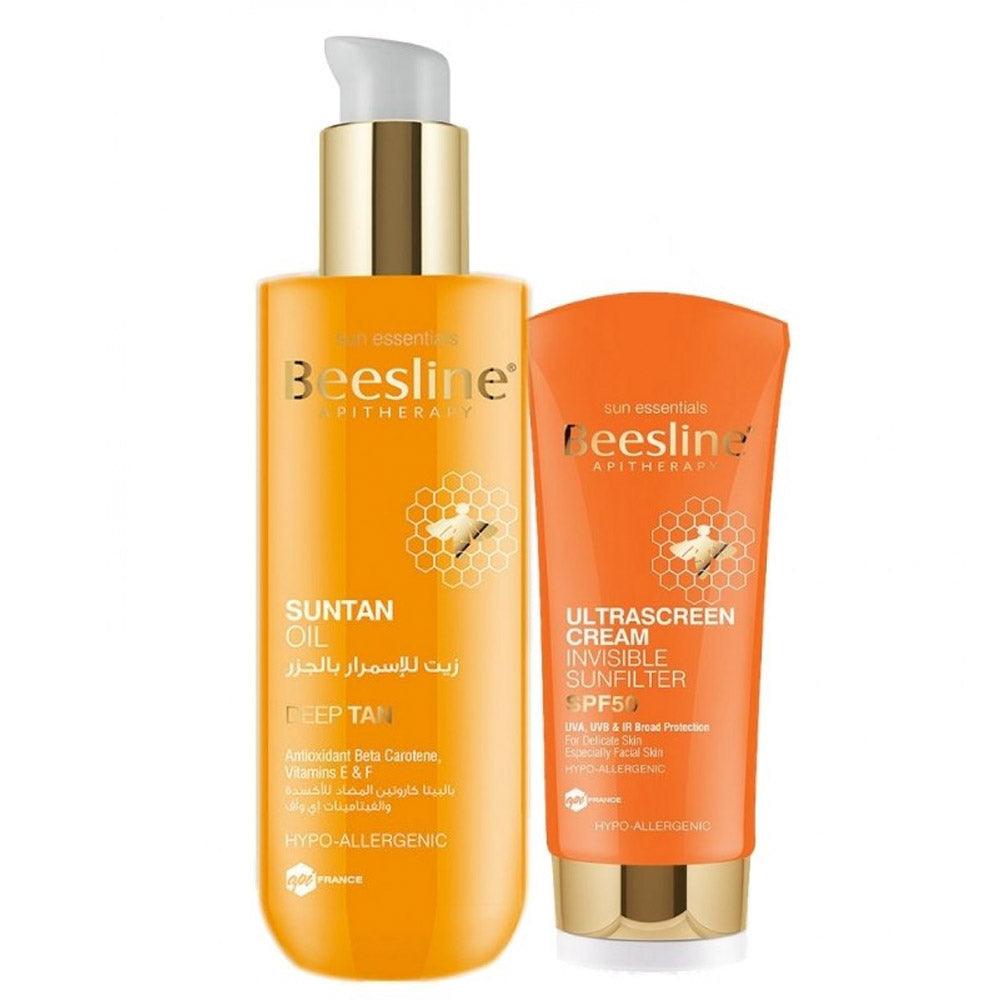 Beesline Sun Tan Oil 200ml + Cream Invisible Sunfilter SPF50 30ml - Karout Online -Karout Online Shopping In lebanon - Karout Express Delivery 