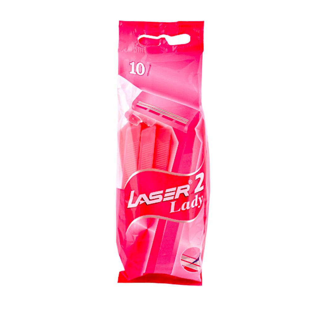 LASER 2 Lady Disposable Razors With 2 Blades 10pcs - Karout Online -Karout Online Shopping In lebanon - Karout Express Delivery 