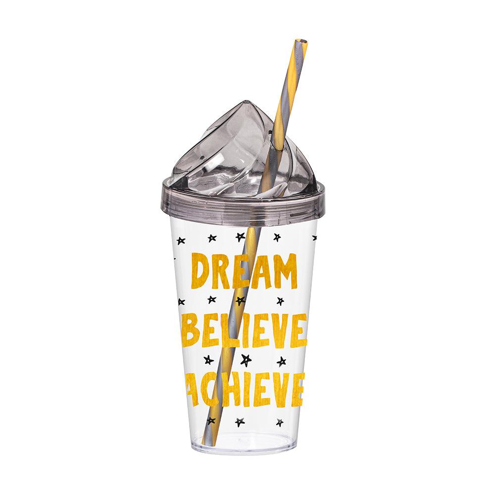 Herevin Decorated Tumbler with Straw  - Dream/ 660ml - Karout Online -Karout Online Shopping In lebanon - Karout Express Delivery 