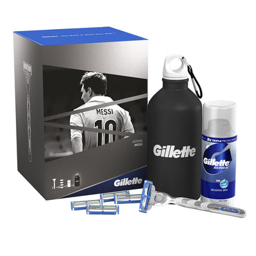 Gillette Mach3 Turbo Shaver + 4 Shaving Blades + 75 ml Shaving Gel with Flask