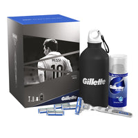 Gillette Mach3 Turbo Shaver + 4 Shaving Blades + 75 ml Shaving Gel with Flask