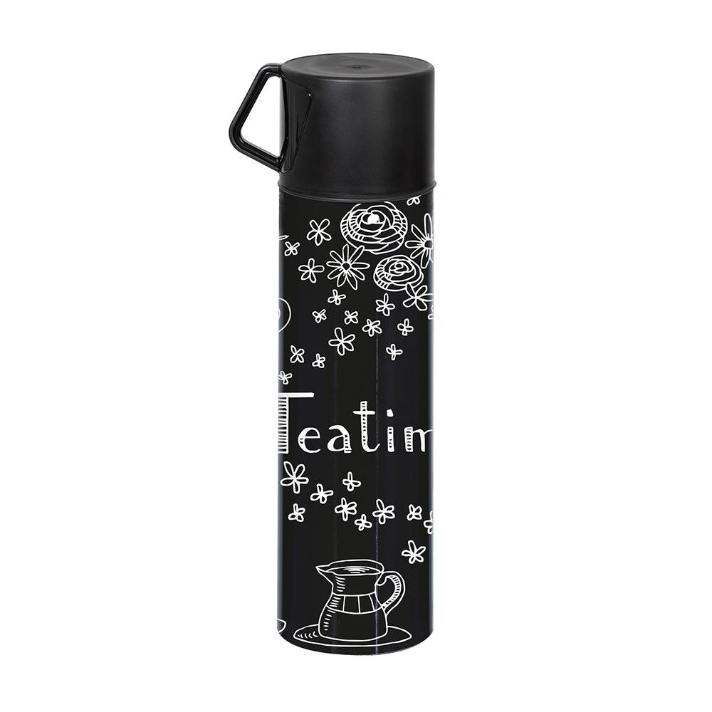Herevin Decorated Vacuum Flask with Mug - Black Tea Time - Karout Online -Karout Online Shopping In lebanon - Karout Express Delivery 