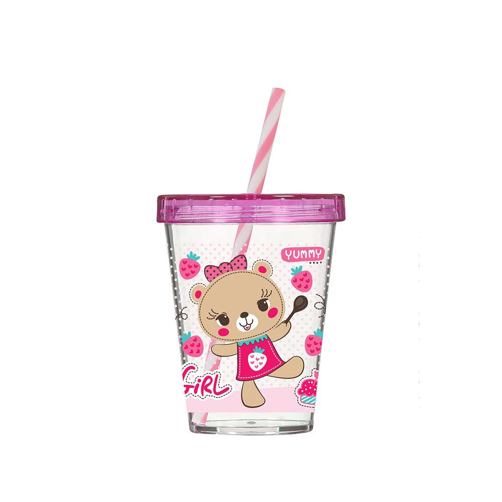Herevin Tumbler with Straw Decorated Girl - Karout Online -Karout Online Shopping In lebanon - Karout Express Delivery 