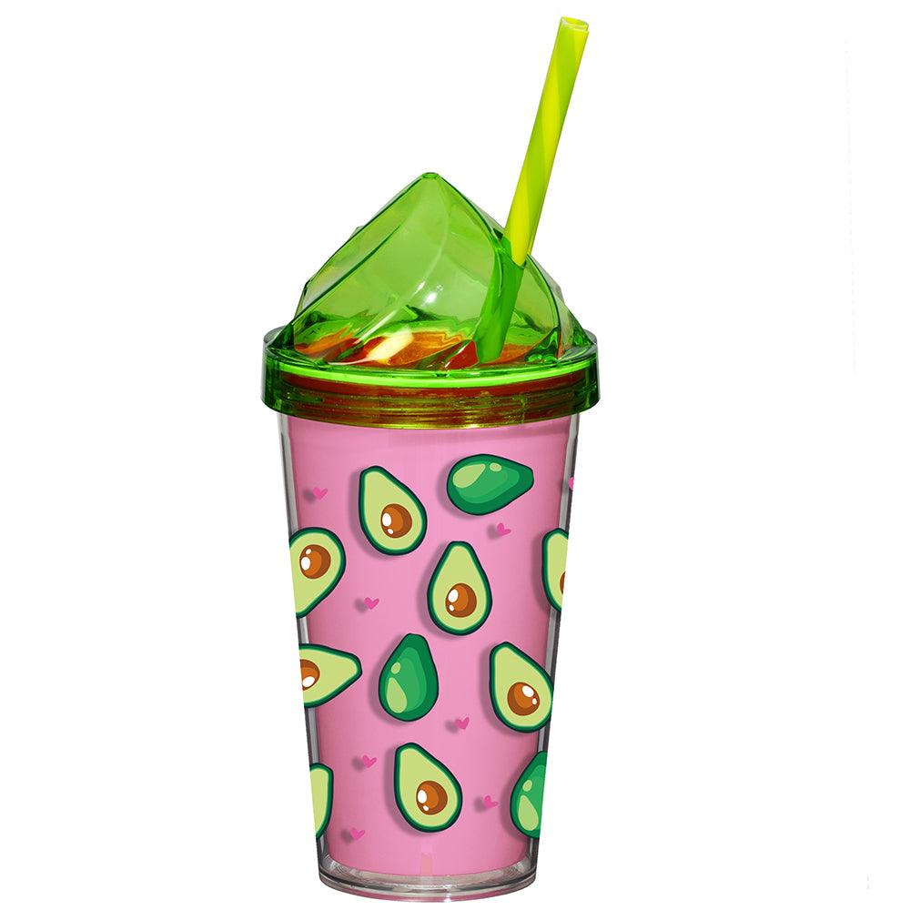 Herevin Decorated Double Wall Tumbler with Straw - Avocado - Karout Online -Karout Online Shopping In lebanon - Karout Express Delivery 