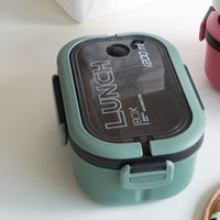 Adult Lunch Box 1200ML Double Layer Lunch Box with Spoon & Fork High Capacity Food Containers