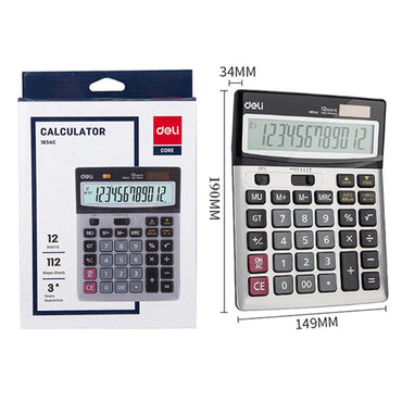 Deli E1654C Calculator Metal - 12 digits - Karout Online -Karout Online Shopping In lebanon - Karout Express Delivery 