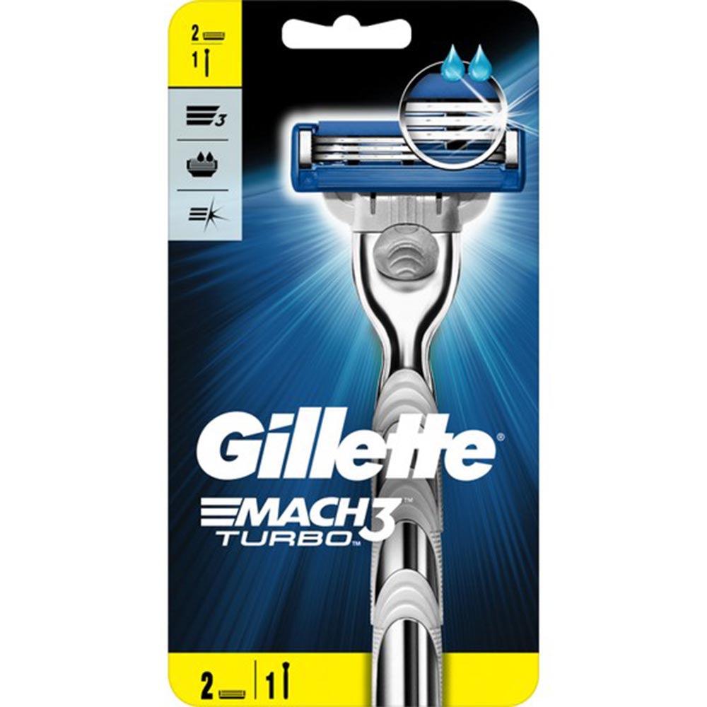 Gillette Mach3 Turbo Men’s Razor Handle + 2 Refill - Karout Online -Karout Online Shopping In lebanon - Karout Express Delivery 