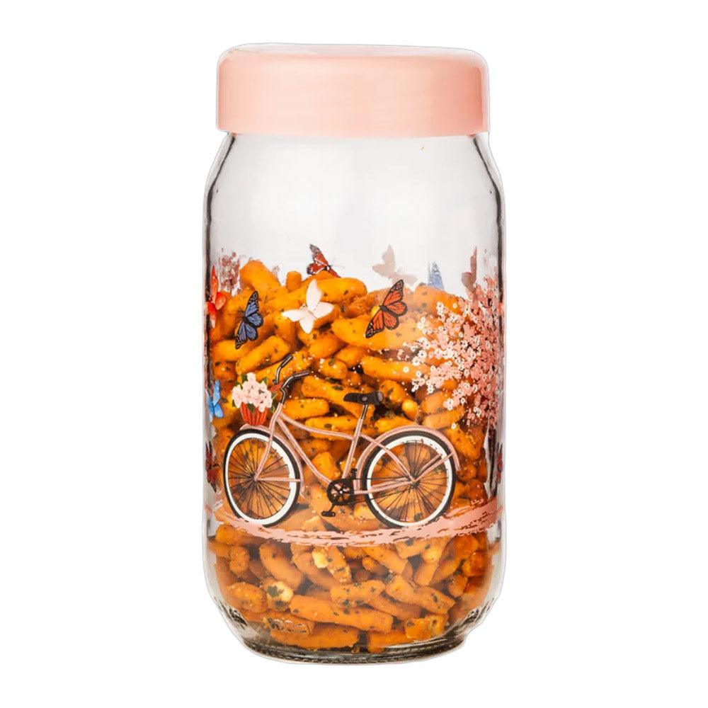 Glass Jar Pink with Lid / Large size / EW-03 - Karout Online -Karout Online Shopping In lebanon - Karout Express Delivery 