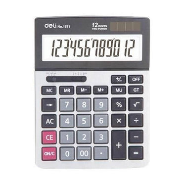 Deli E1671 Calculator Metal - 12 digits - Karout Online -Karout Online Shopping In lebanon - Karout Express Delivery 