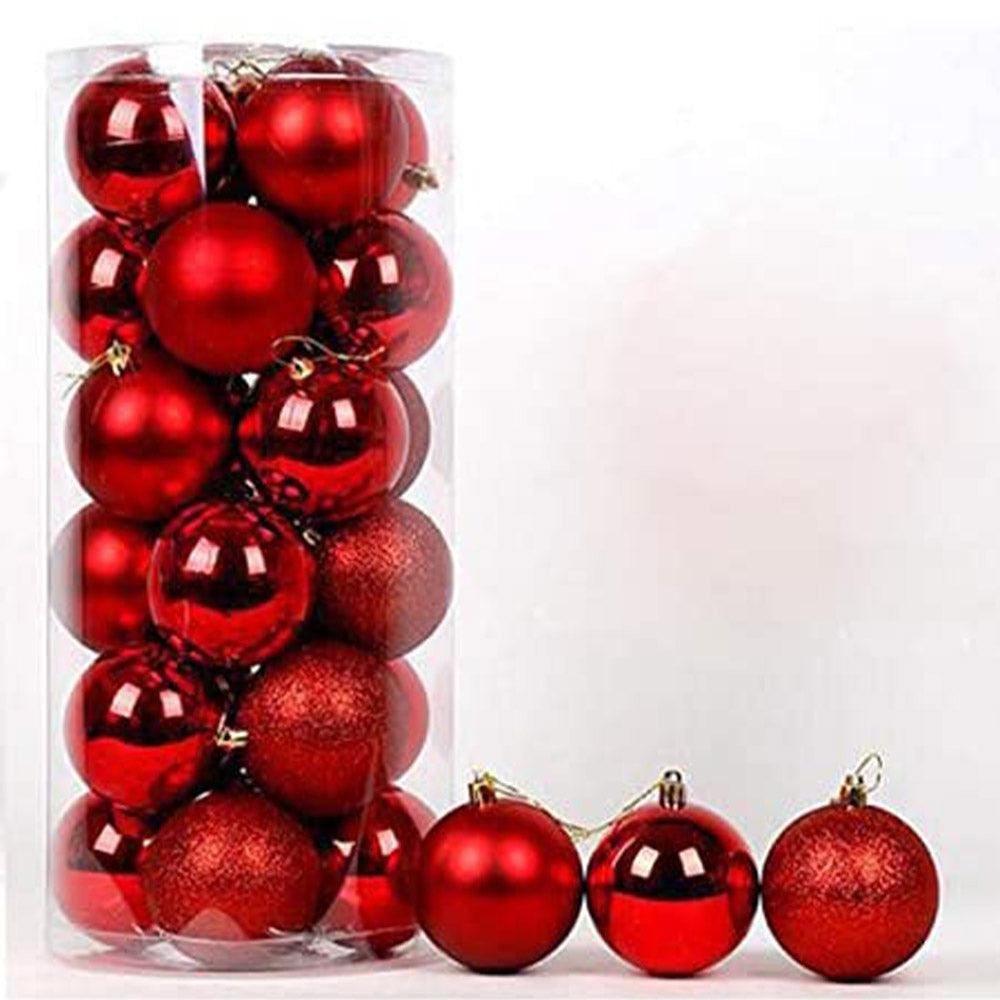 Christmas Red Glitter and simple Decoration Balls 4cm (20 Pcs) / 52027 - Karout Online -Karout Online Shopping In lebanon - Karout Express Delivery 