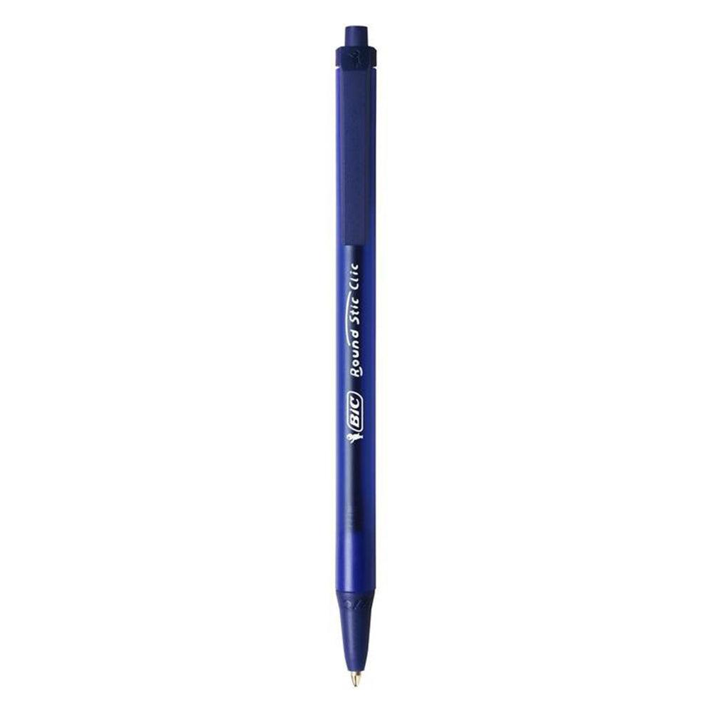 Bic Round Stic Clic Blue Ballpoint Pen - Karout Online -Karout Online Shopping In lebanon - Karout Express Delivery 