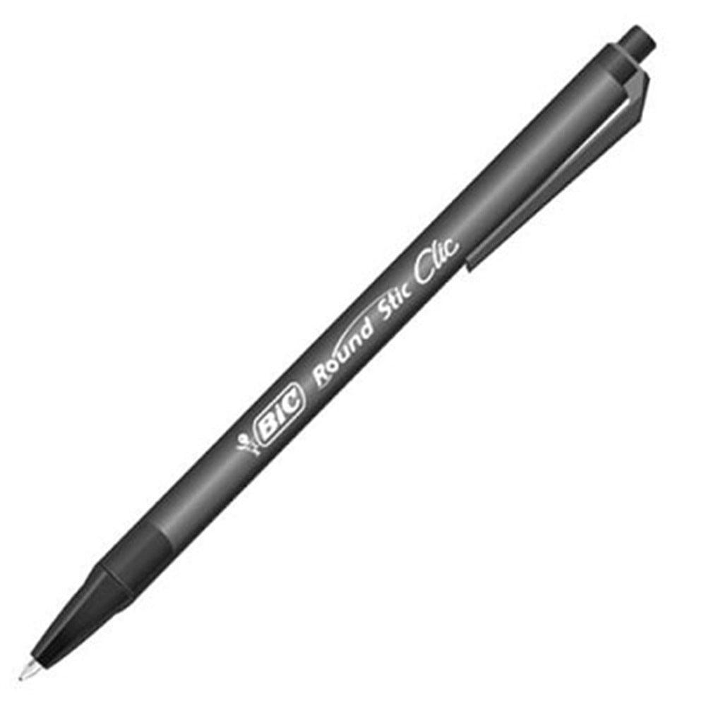 Bic Round Stic Clic Black Ballpoint Pen - Karout Online -Karout Online Shopping In lebanon - Karout Express Delivery 