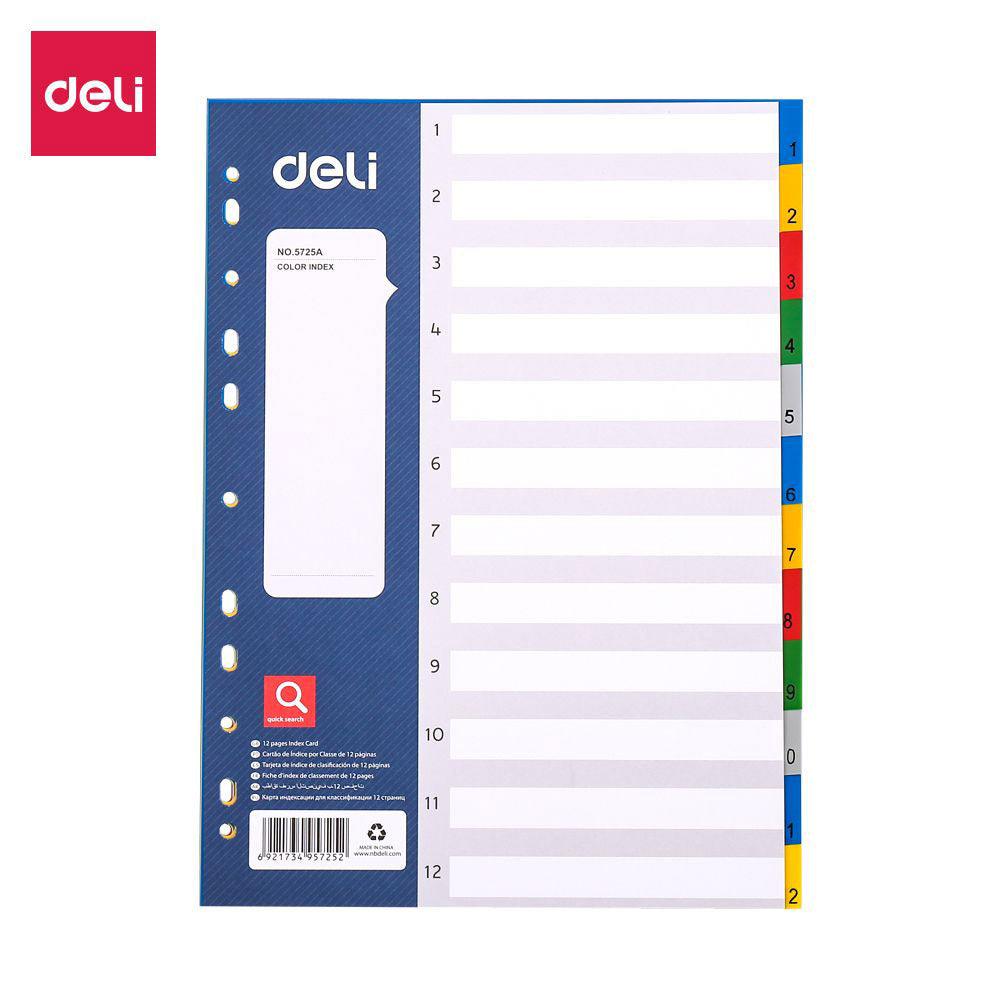 Deli E5725A Dividers 12 Sheets - A4 - Karout Online -Karout Online Shopping In lebanon - Karout Express Delivery 