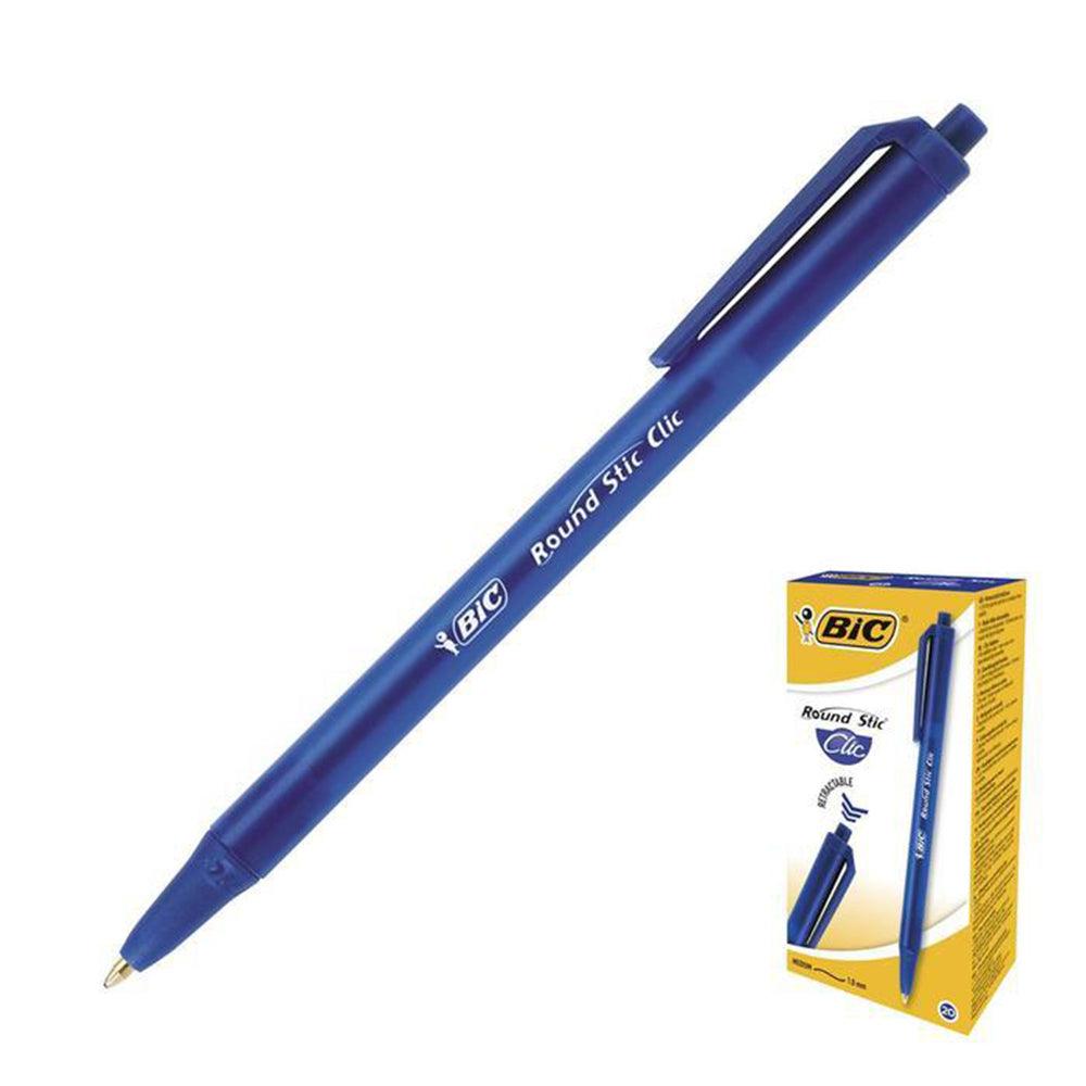 Bic Round Stic Clic Blue Ballpoint Pen - Karout Online -Karout Online Shopping In lebanon - Karout Express Delivery 
