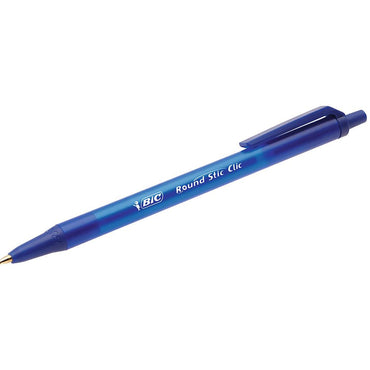 Bic Round Stic Clic Pen 1.0 mm Blue / 3 pieces - Karout Online -Karout Online Shopping In lebanon - Karout Express Delivery 