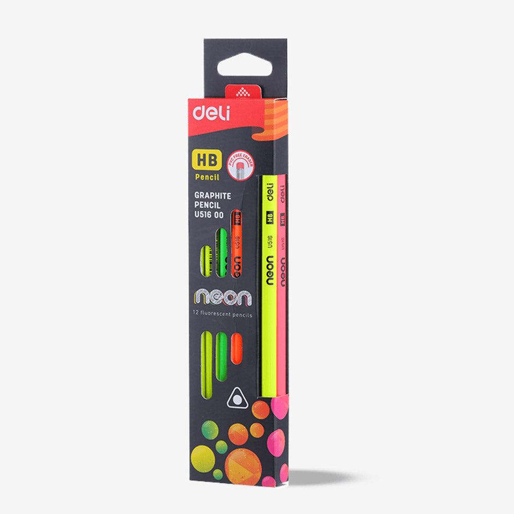 Deli U51600 Neon HB Pencil 12 pcs - Karout Online -Karout Online Shopping In lebanon - Karout Express Delivery 