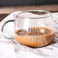 Glass Mug / Good Morning 350 ml  / 22FK025 - Karout Online -Karout Online Shopping In lebanon - Karout Express Delivery 