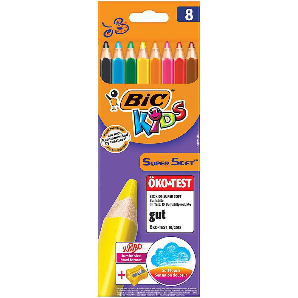 Bic Kids Color Super Soft 8 Colors pencil sharpener / 8 Pieces - Karout Online -Karout Online Shopping In lebanon - Karout Express Delivery 
