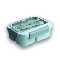 (net) Adult Lunch Box Double Layer Lunch Box with Spoon & Fork High Capacity Food Containers / 78926