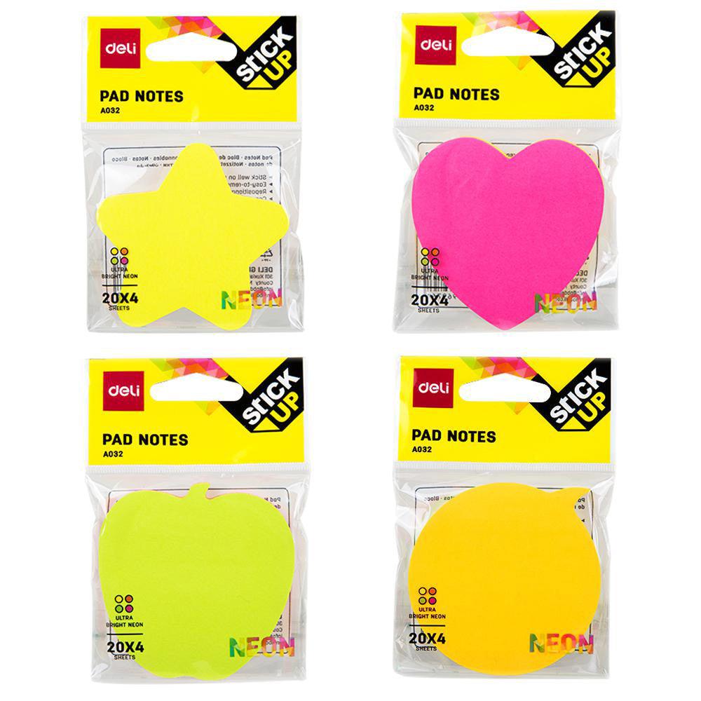 Deli EA03202 Shapes Sticky Notes, 76 x 76mm 80 Sheets - Karout Online -Karout Online Shopping In lebanon - Karout Express Delivery 