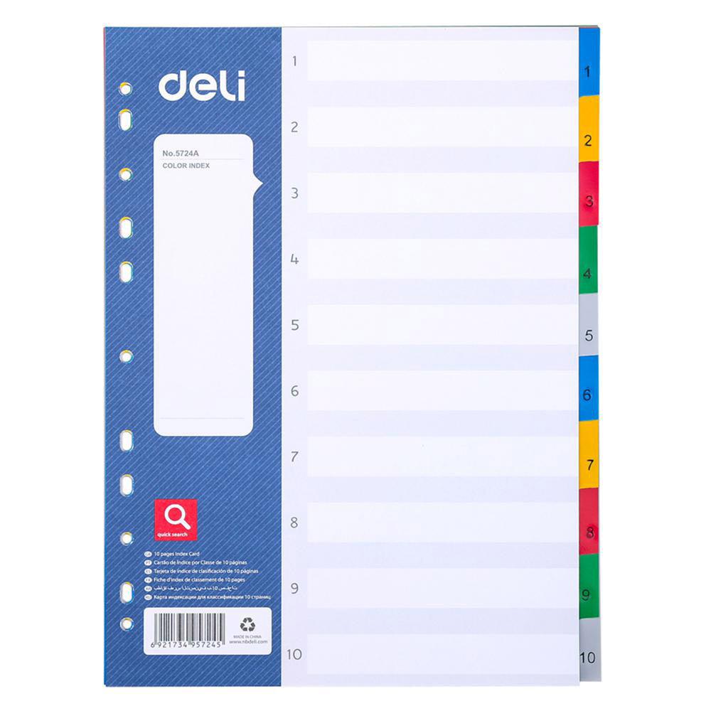 Deli E5724A Dividers 10 Sheets - A4 - Karout Online -Karout Online Shopping In lebanon - Karout Express Delivery 