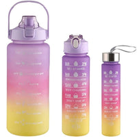 (Net) Motivational Water Bottles with Straw - Set of 3