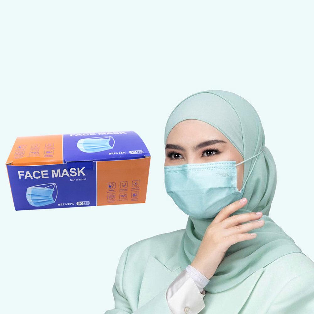 3Ply Hijab Face Mask  50 pcs - Karout Online -Karout Online Shopping In lebanon - Karout Express Delivery 