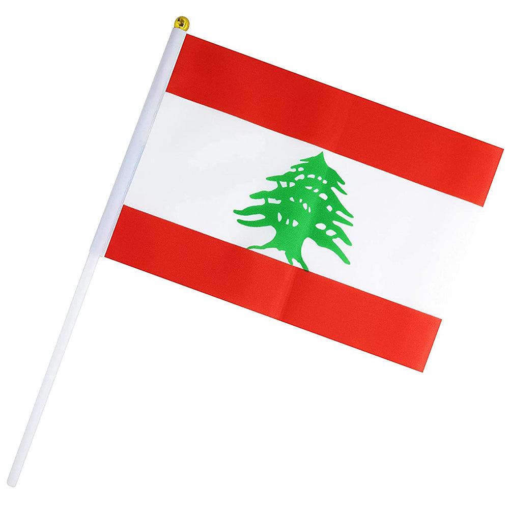 World Cup Big Lebanese Hand Flag 60 x 90 cm with Plastic Stick - Large - Karout Online -Karout Online Shopping In lebanon - Karout Express Delivery 