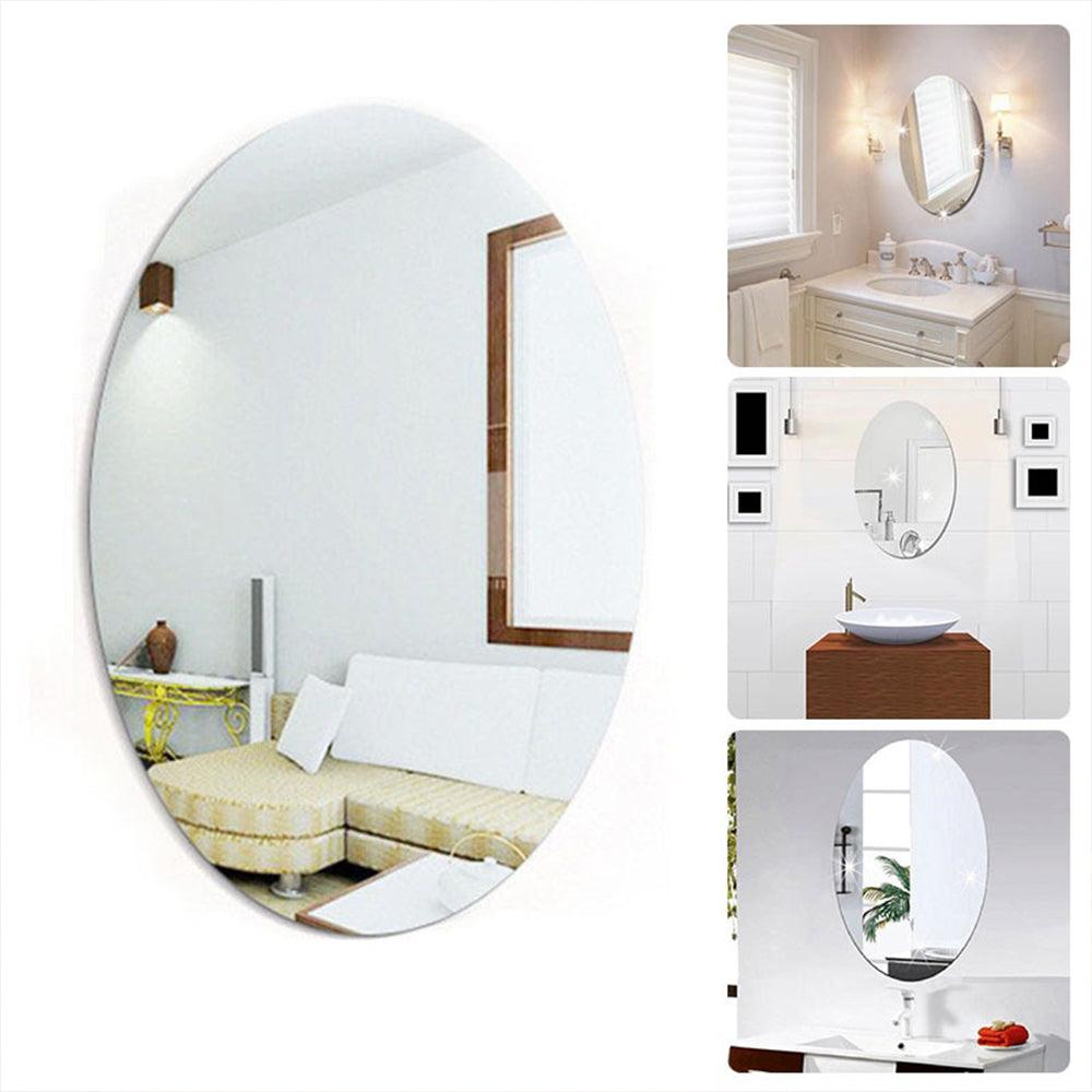 Large Wall Mirror Sticker 1 piece 30 x 45 cm- Oval Shape - Karout Online -Karout Online Shopping In lebanon - Karout Express Delivery 