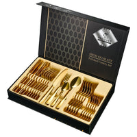 Western Tableware 24 piece Set Creative Stainless Steel Steak Knife, (Net) Fork And Spoon Set With Bag / KC22-324