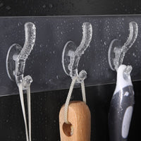 6 Row Transparent Wall Hook Strong Self Adhesive Door Wall Hangers for Kitchen Bathroom/ 28014 / 422513/ KN-430
