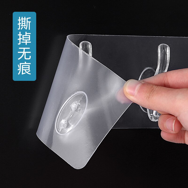 6 Row Transparent Wall Hook Strong Self Adhesive Door Wall Hangers for Kitchen Bathroom/ 28014 / 422513/ KN-430
