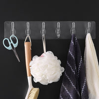 6 Row Transparent Wall Hook Strong Self Adhesive Door Wall Hangers for Kitchen Bathroom/ 28014 / 422513/ KN-430
