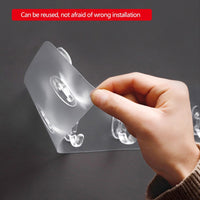 6 Row Transparent Wall Hook Strong Self Adhesive Door Wall Hangers for Kitchen Bathroom/ 28014 / 422513/ KN-430