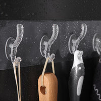 6 Row Transparent Wall Hook Strong Self Adhesive Door Wall Hangers for Kitchen Bathroom/ 28014 / 422513/ KN-430