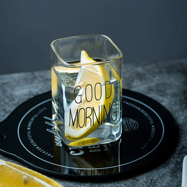 **NET**Good Morning Glass Cup Clear Water Drinking Glasses Tea Cup Breakfast Milk Lemon Juice Coffee Mug 240ml / 46022