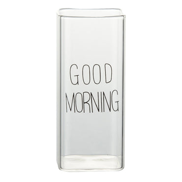 **NET**Good Morning Glass Cup Clear Water Drinking Glasses Tea Cup Breakfast Milk Lemon Juice Coffee Mug 400ml / 46039