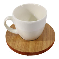 Porcelain Coffee Cups with wood Saucers Set ( 12 Pcs) - Karout Online -Karout Online Shopping In lebanon - Karout Express Delivery 