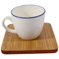 Porcelain Coffee Cups with wood Saucers Set ( 12 Pcs) - Karout Online -Karout Online Shopping In lebanon - Karout Express Delivery 