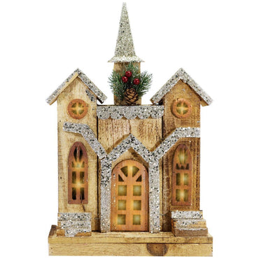 Light Wood House Christmas Decoration LED 38 CM - Z18-016.