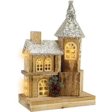 Light Wood House Christmas decoration LED 35 CM - Z18-017.