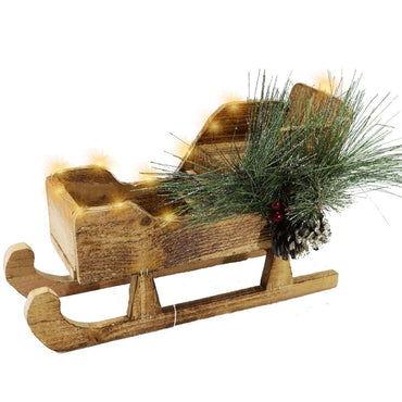 Light Wood Santa Clause Chariot Christmas Decoration LED 24 Cm - Z18-074.