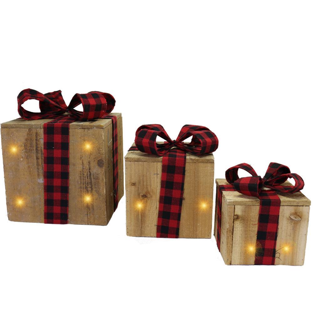 Light Wood Christmas Gift Boxes Set LED - Z18-139-2.