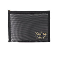 **(NET)**Cosmetic Bag Transparent Mesh Easy to Carry Zipper Black Convenient Storage Polyester  Toiletry Bag for Travel / KC22-228