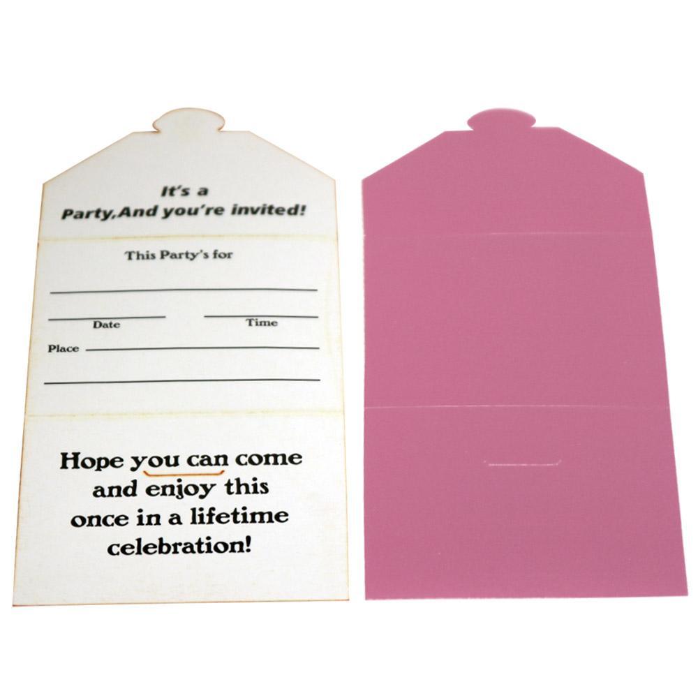 Birthday- Colored Invitation Cards (10 Pcs) / Ab-124 Pink Birthday & Party Supplies