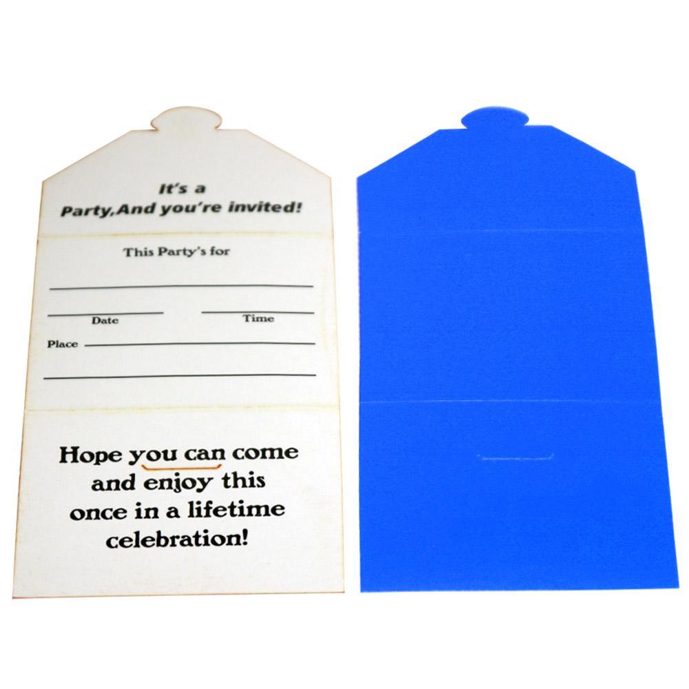 Birthday- Colored Invitation Cards (10 Pcs) / Ab-124 Blue Birthday & Party Supplies