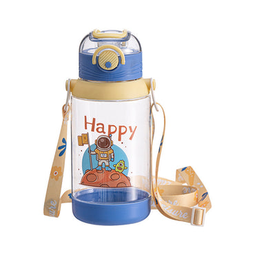 (Net) Space Water Bottle,  With Hanger, Straw and The Lid includes a Lock